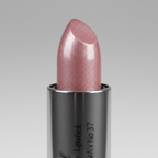 Extreme macro close-up of Laval Lipstick Tawny No 37 shimmery pink-nude bullet with silver shimmer particles