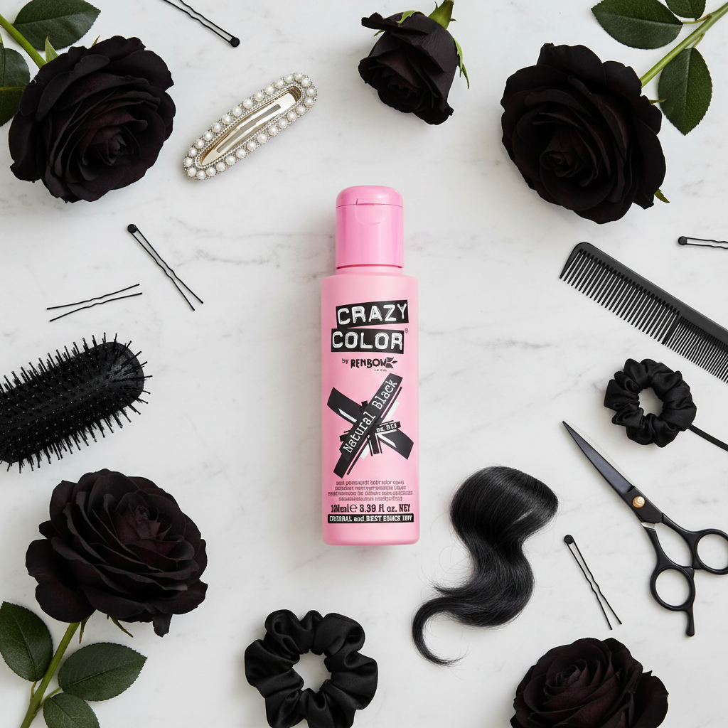 Crazy Color Natural Black Hair Dye - Flat Lay Lifestyle