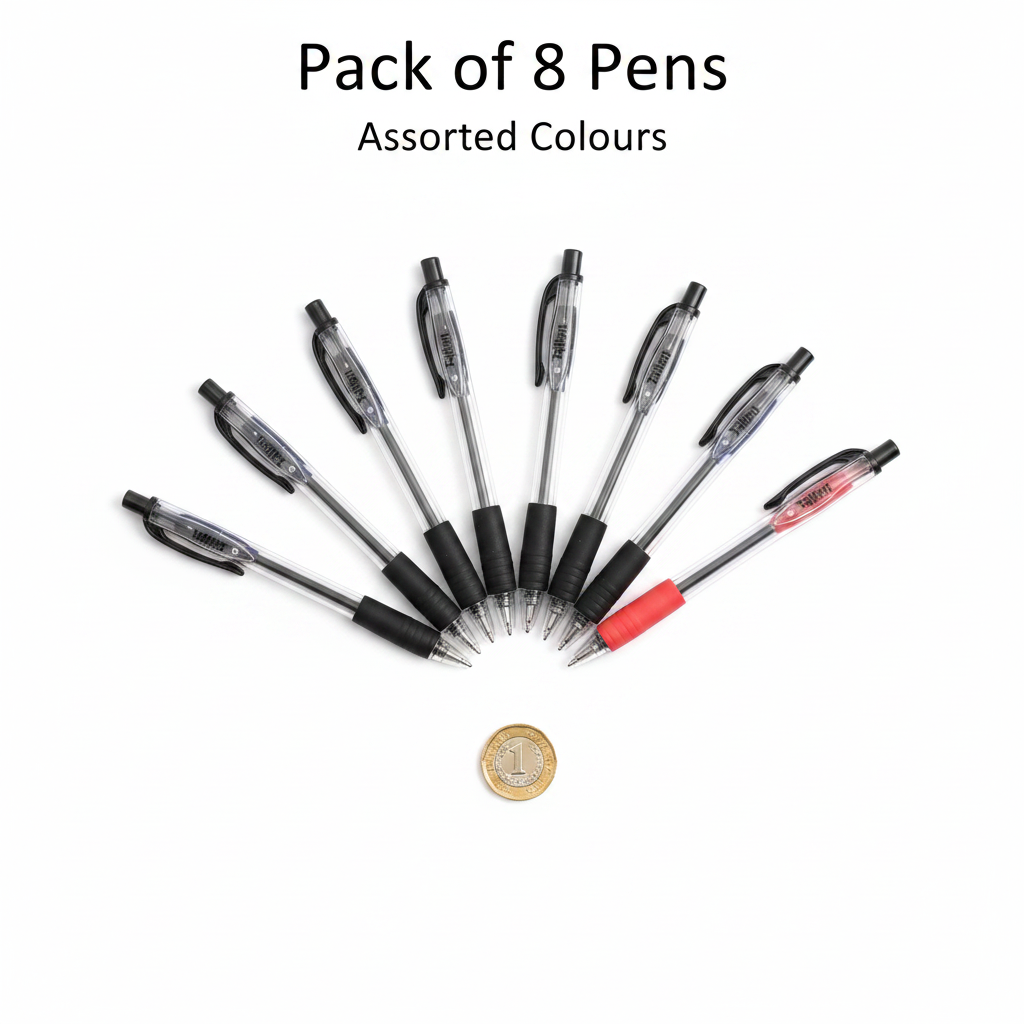 Tallon 8 Retractable Rubber Grip Pens