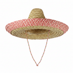 Adults Mexican Sombrero Hat with red trim on white background - Why Not Shop