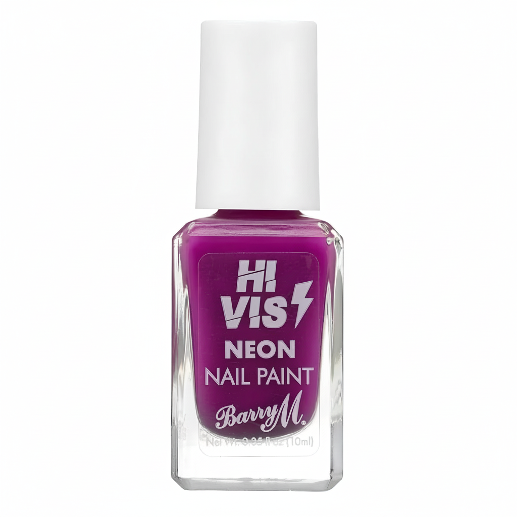 Barry M Hi-Vis Neon Nail Paint Fearless Purple 243 – studio hero shot on white background, product centred