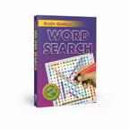 Brain Games Word Search Book with over 100 puzzles on a white background