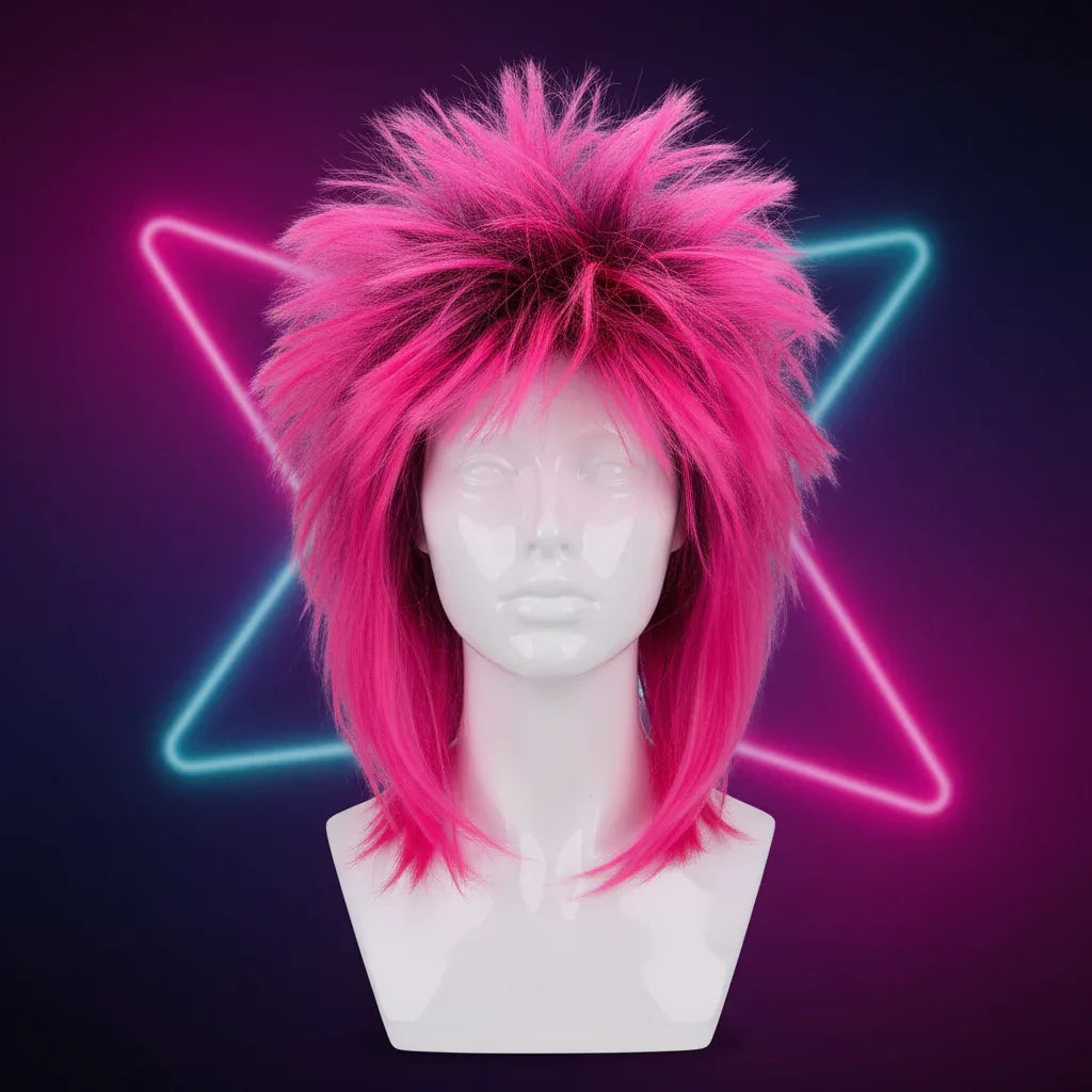 Wicked Costumes Women's 80s Spiky Pink Fancy Dress Wig - Why Not Shop