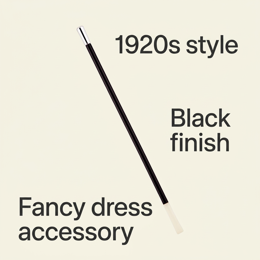 Black cigarette holder infographic highlighting 1920s style and fancy dress use