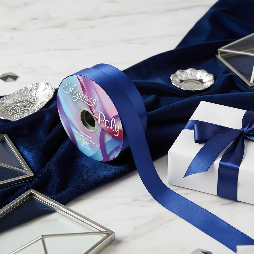 Eleganza Poly Ribbon 50mm x 91m (100yds) Navy Blue - Why Not Shop