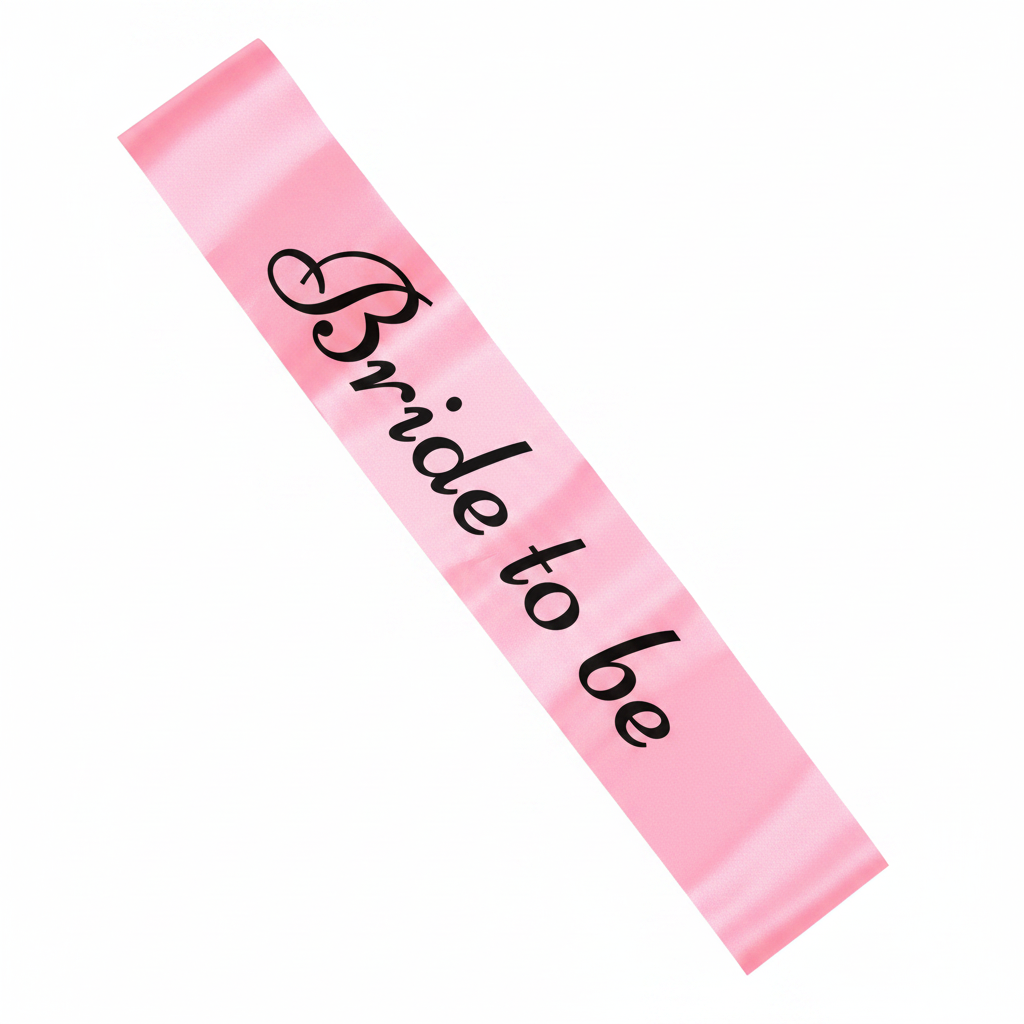 Pink Bride To Be hen party sash on crisp white background, professional product shot