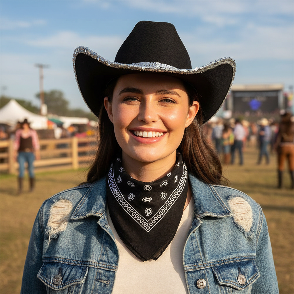 Wicked Costumes Black & White Cowboy Bandana - Paisley Design | Merthyr Tydfil | Why Not Shop Online