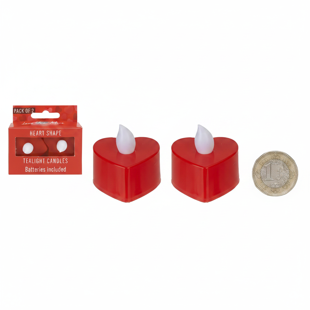 Heart-Shaped Battery Tea Lights – 2 Pack