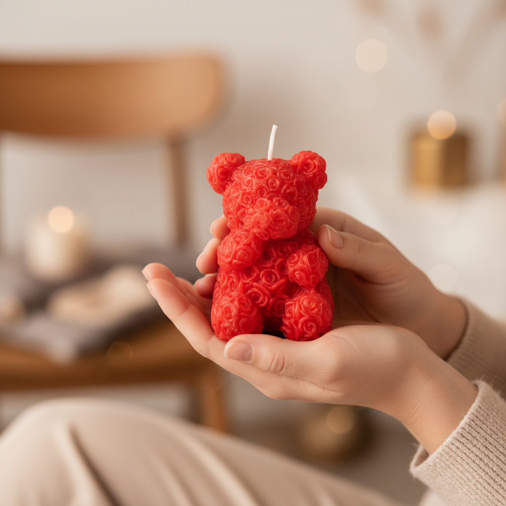 Scented Rose Bear Candle 6.6cm