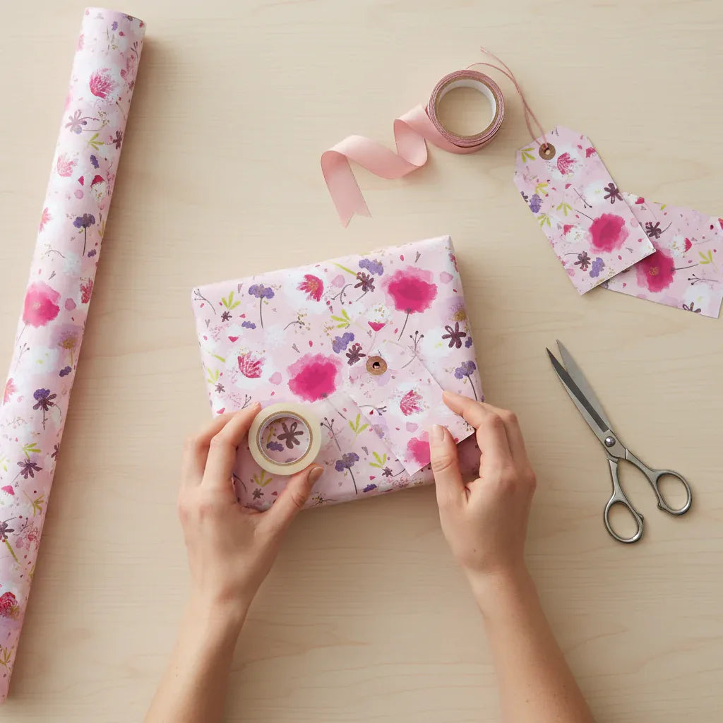 Folded Wrap & Tags Floral Pink - Why Not Shop
