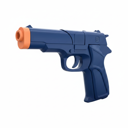 HTI Swat Mission 8-shot cap revolver toy gun, navy blue with orange muzzle, on pure white background