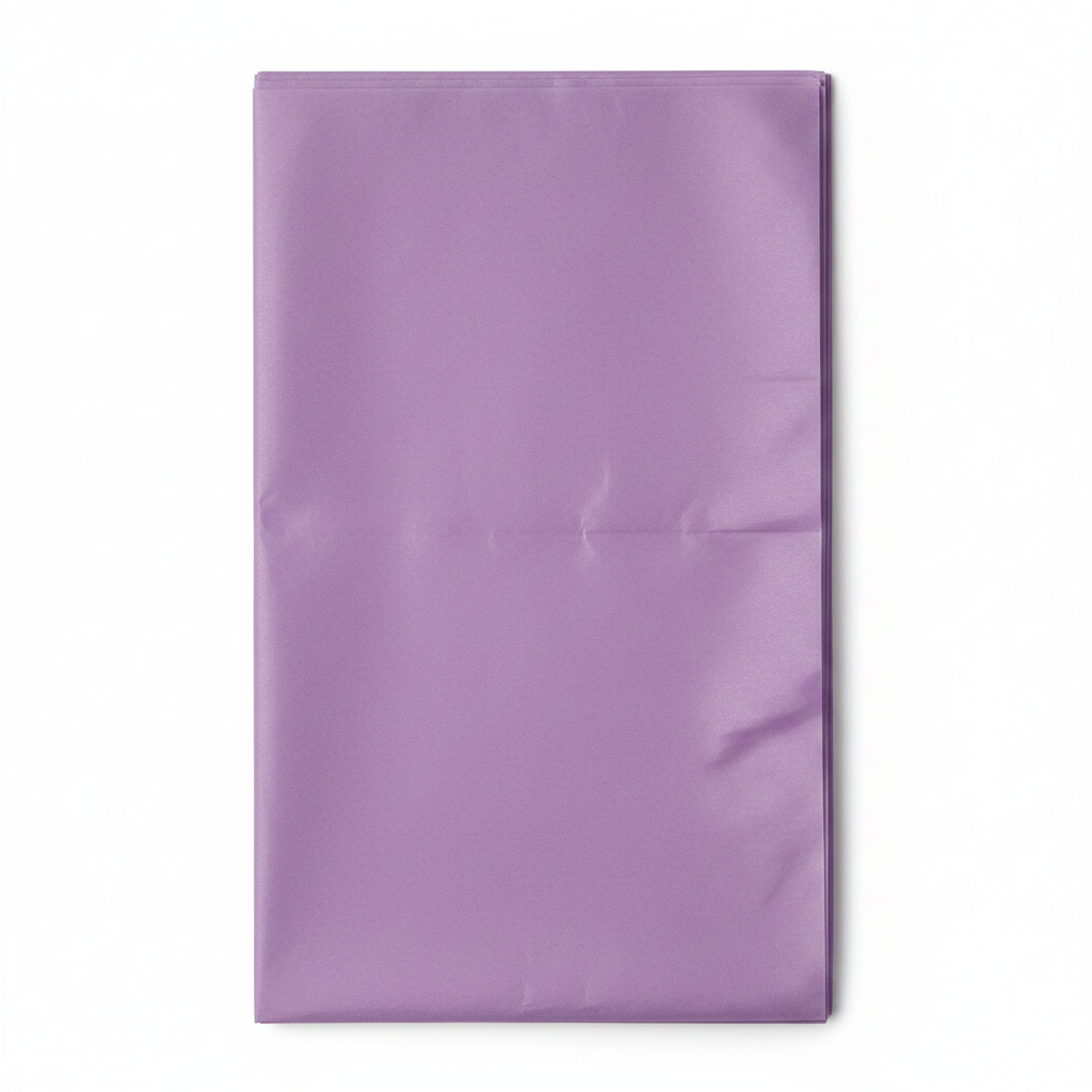 Purple tissue paper pack of 10 sheets on white background, studio product photography