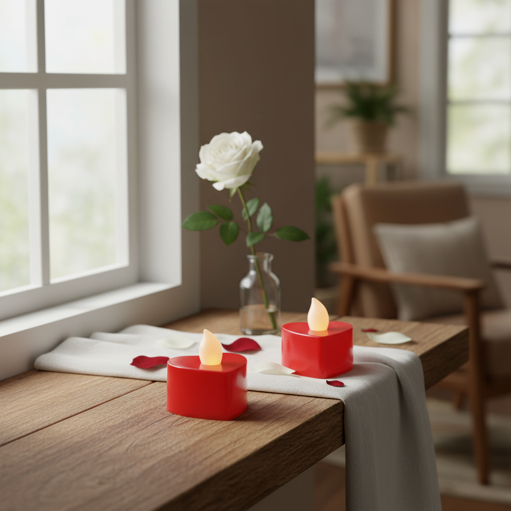 Heart-Shaped Battery Tea Lights – 2 Pack