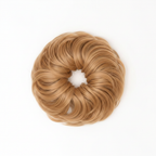 Flicky wavy scrunchie bun hairpiece in honey blonde shade 27 Honeysuckle on pure white background — Amazon and eBay hero shot
