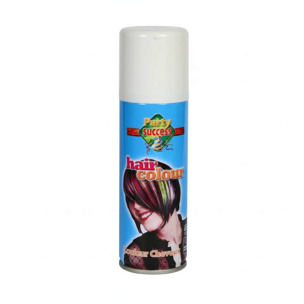 Party Success white temporary hair colour spray 125ml can on a pure white background