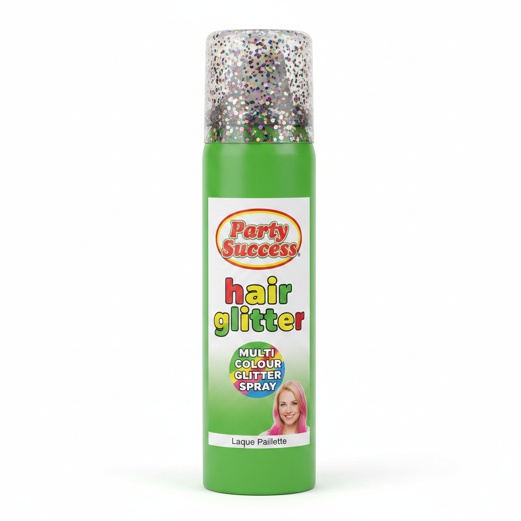 Party Success Multi-Colour Glitter Hair Spray 125ml on pure white background, studio hero shot