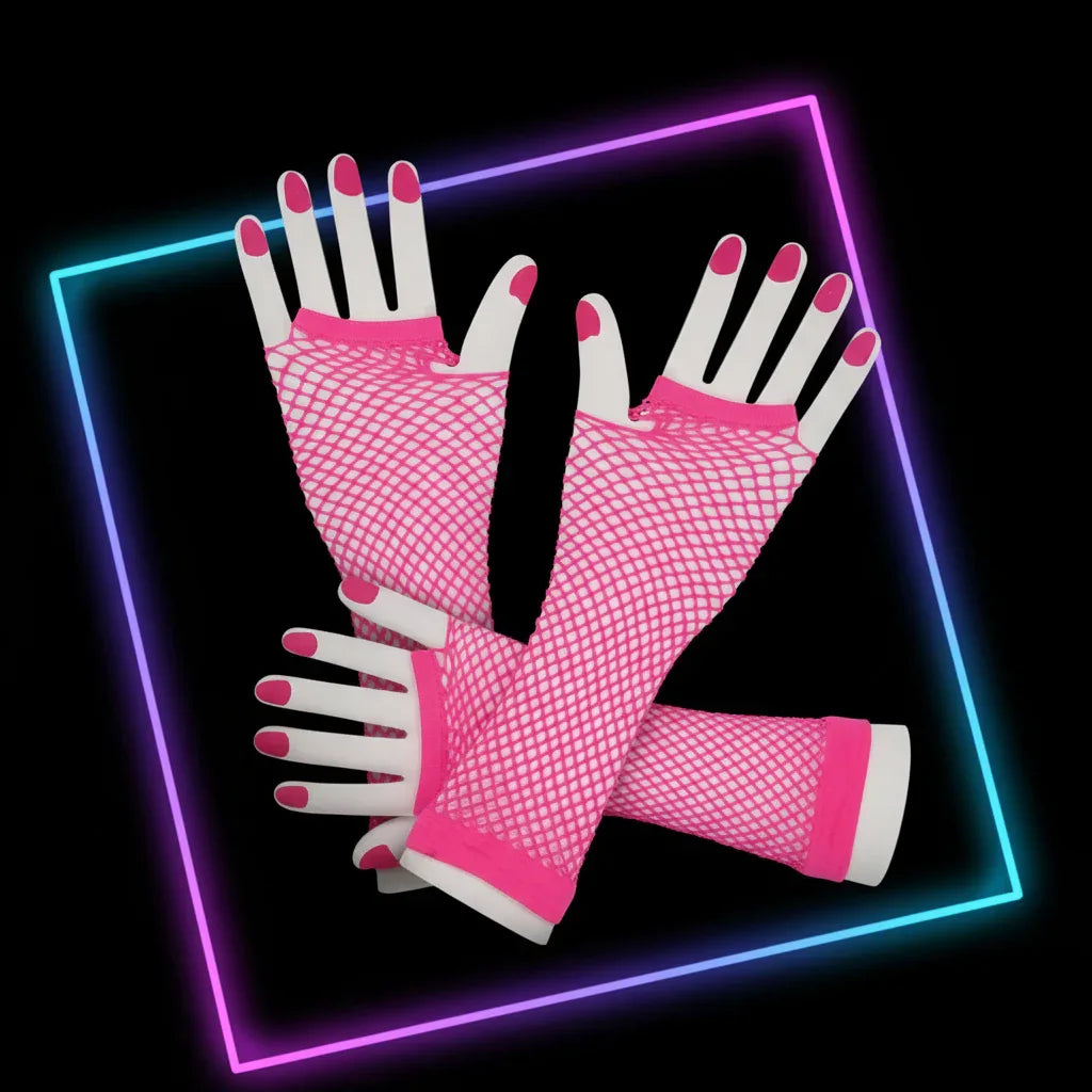 Wicked Costumes Women's 80's Neon Pink Net Gloves - Why Not Shop