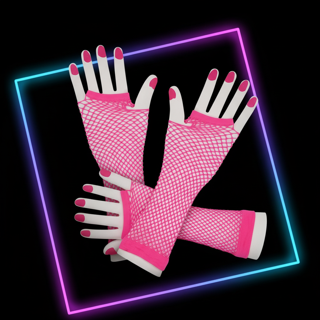 Womens Long 80's Net Gloves Neon Pink | Merthyr Tydfil | Why Not Shop Online