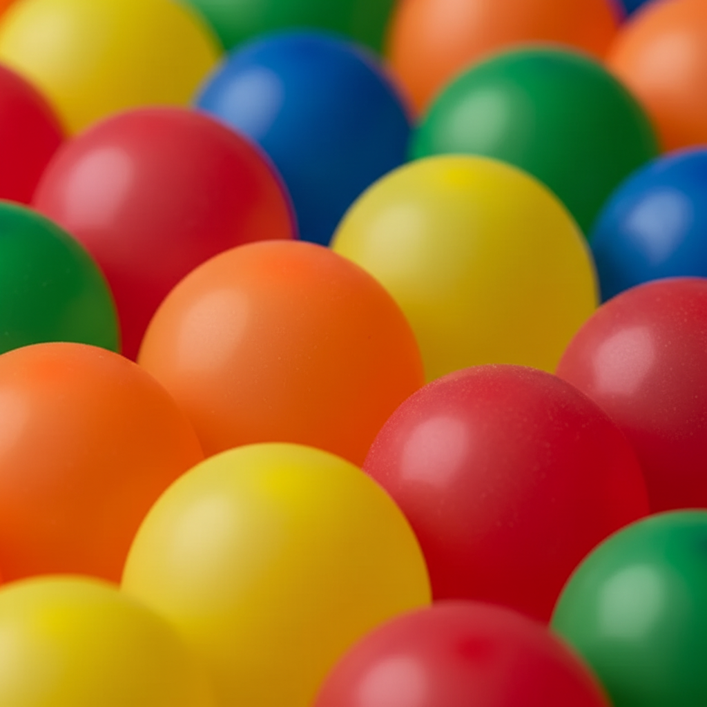 Extreme macro close-up of bright mixed latex water balloons showing smooth matte texture and vibrant colour detail