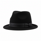 Adults black trilby hat on pure white background, studio lighting, Amazon hero shot