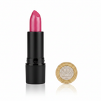 Laval Lipstick Candy Sizzle 07 matte black tube beside a £1 coin on white background showing product size