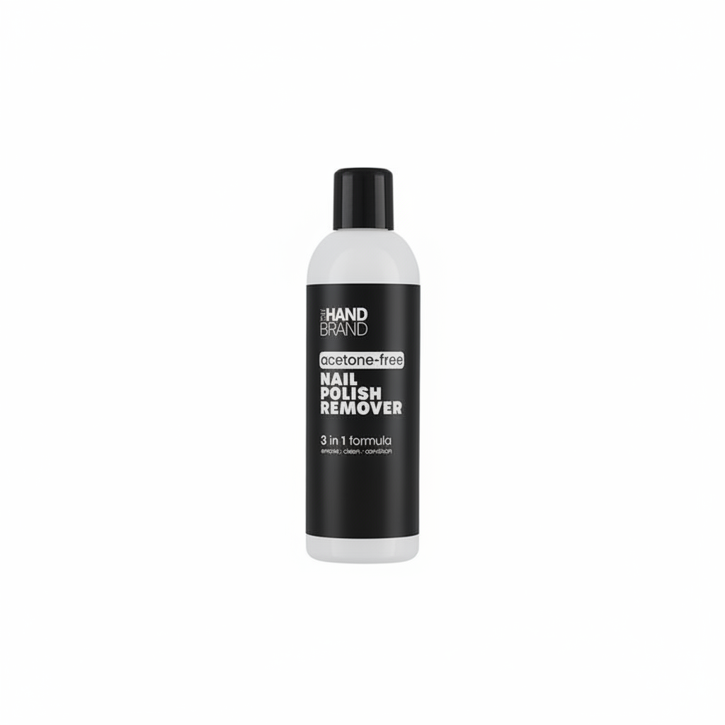 The Hand Brand Acetone-Free Nail Polish Remover 250ml on a pure white background, centred studio hero shot