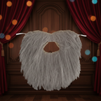 Mens grey fancy dress beard on elegant theatrical background - premium costume accessory