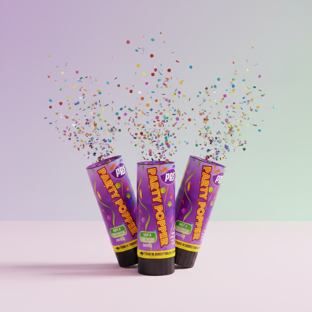 Colour Confetti Cannon Party Poppers 11cm - Pastel Gradient Premium Display