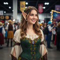 Cosplayer wearing realistic elf pixie ears at fantasy convention event