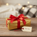 Brain Games Word Search Book presented as a gift with ribbon bow on rustic wooden surface