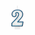 Blue Coloured Number 2 Birthday Candle on pure white background - Why Not Shop