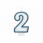 Blue Coloured Number 2 Birthday Candle on pure white background - Why Not Shop