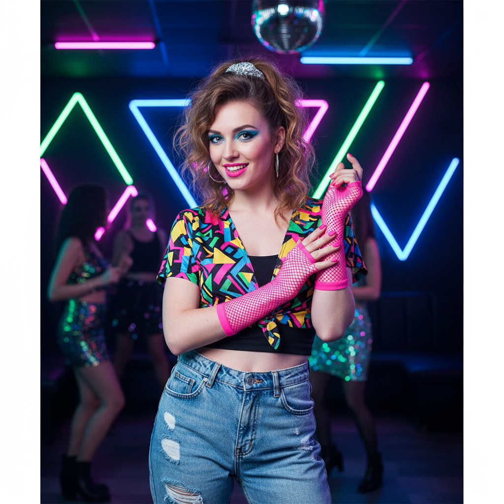 Womens Long 80's Net Gloves Neon Pink | Merthyr Tydfil | Why Not Shop Online