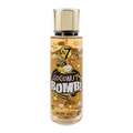W7 Women's Body Mist Spray Coconut Bomb 250ml on pure white background, tall clear bottle with amber liquid, gold pump cap and Coconut Bomb label