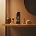 Insette Mens Body Spray Ocean 150ml on a modern bathroom shelf in warm golden hour light