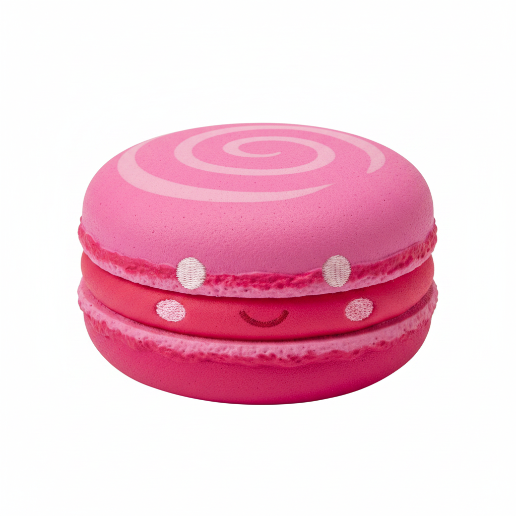 Slow rise squishy dessert toy kawaii macaron pink hero shot white background