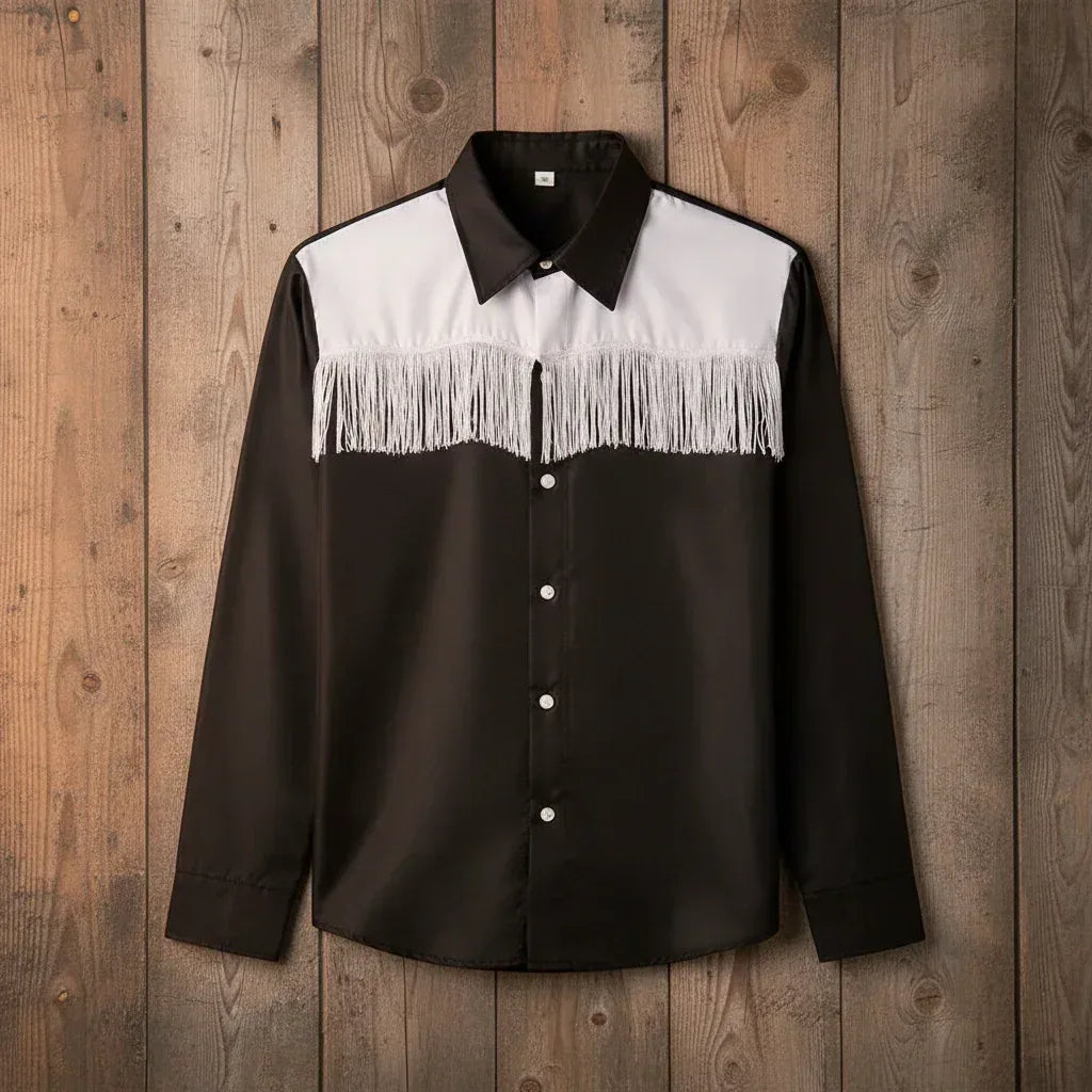 Wicked Costumes Cowboy Shirt - Black & White Western Style for Adults - Why Not Shop