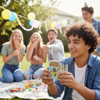 Teenagers using Stink Bombs Pack of 3 at birthday party - fun prank novelty gift creating laughter and entertainment