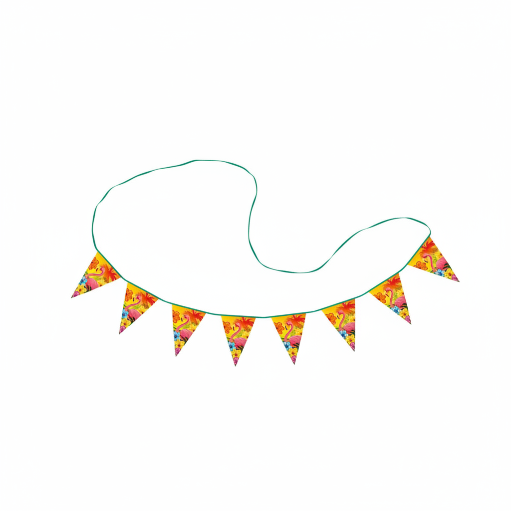 Flamingo Hawaiian Party Bunting 6m on a crisp white background showing vibrant pink flamingo silhouettes