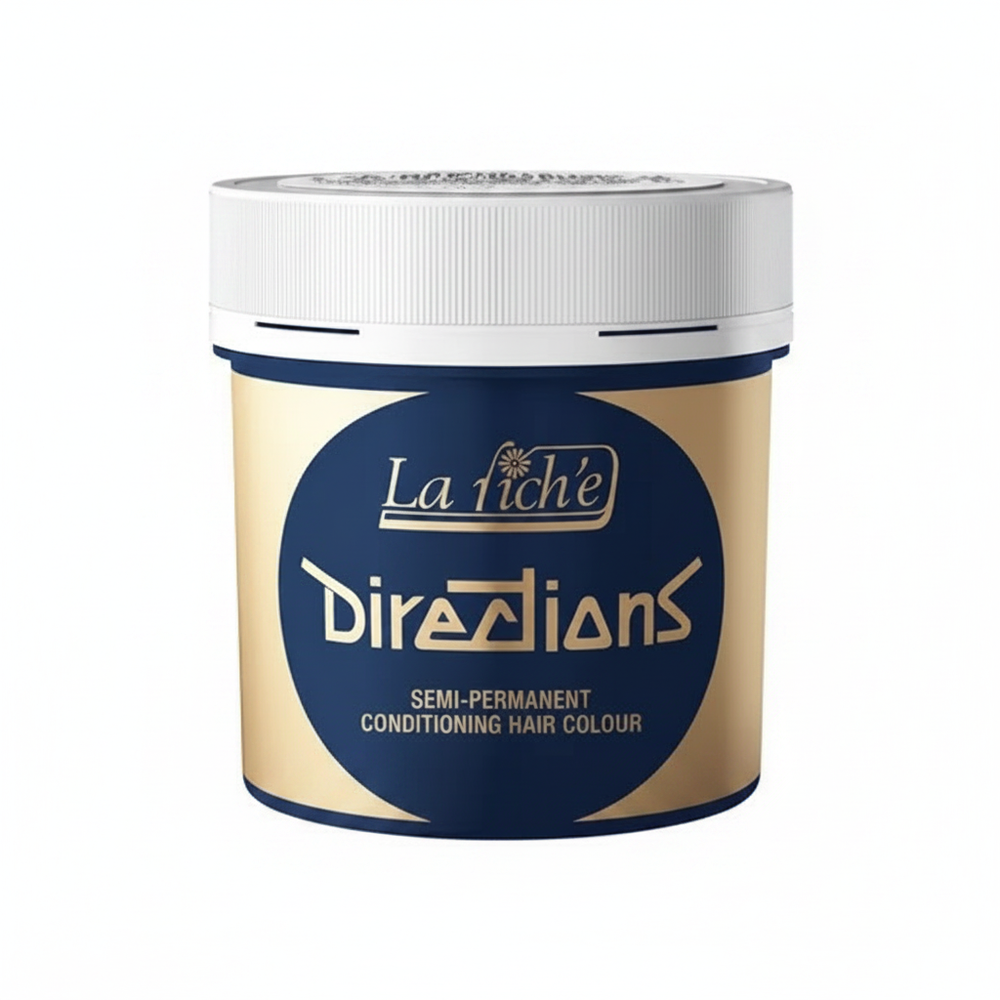 La Riche Directions Midnight Blue Semi-Permanent Hair Dye 88ml tub on white background, studio hero shot