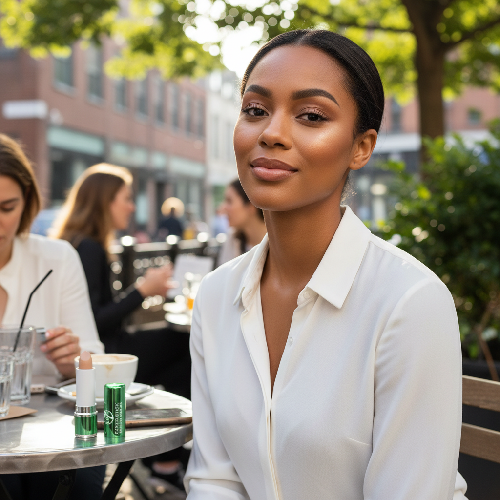 Confident woman showing flawless skin with W7 Tea Tree Concealer long-lasting coverage