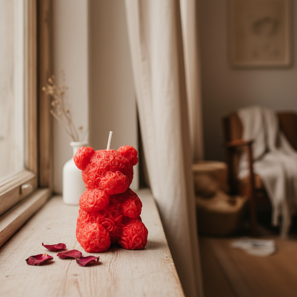 Scented Rose Bear Candle 6.6cm