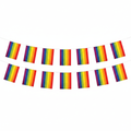 Rainbow Gay Pride Bunting 11 rectangular flags on white background, studio hero shot, Amazon compliant
