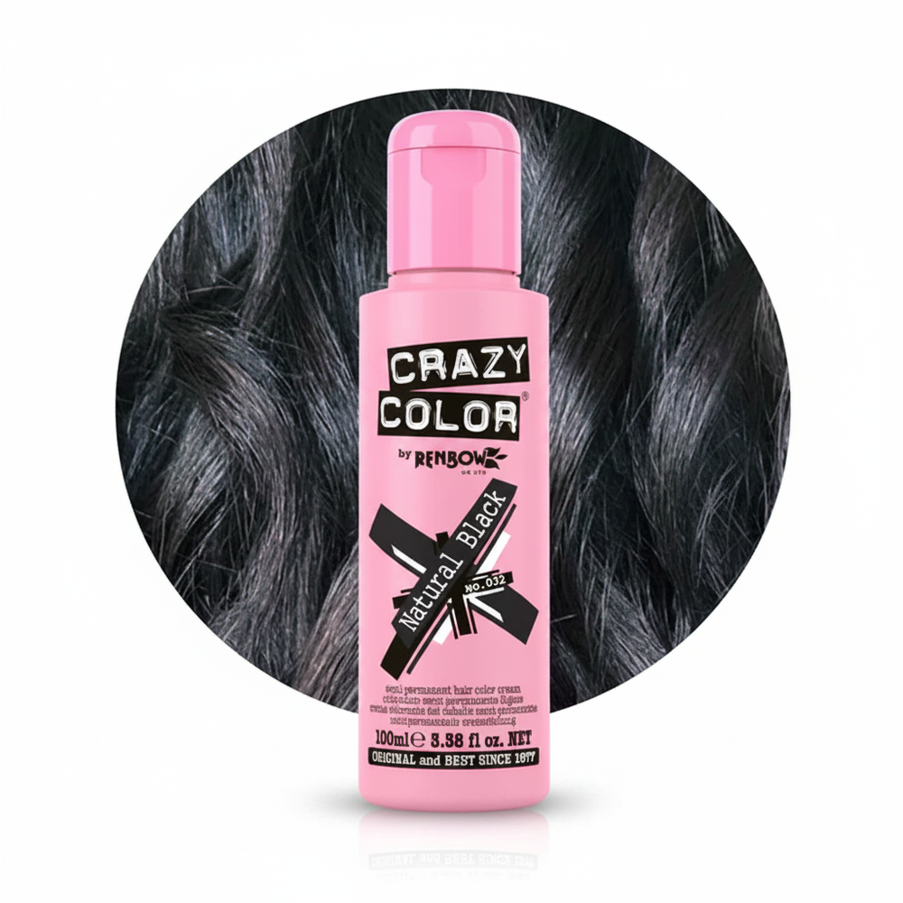 Crazy Color Natural Black Semi-Permanent Hair Dye 100ml - White Background