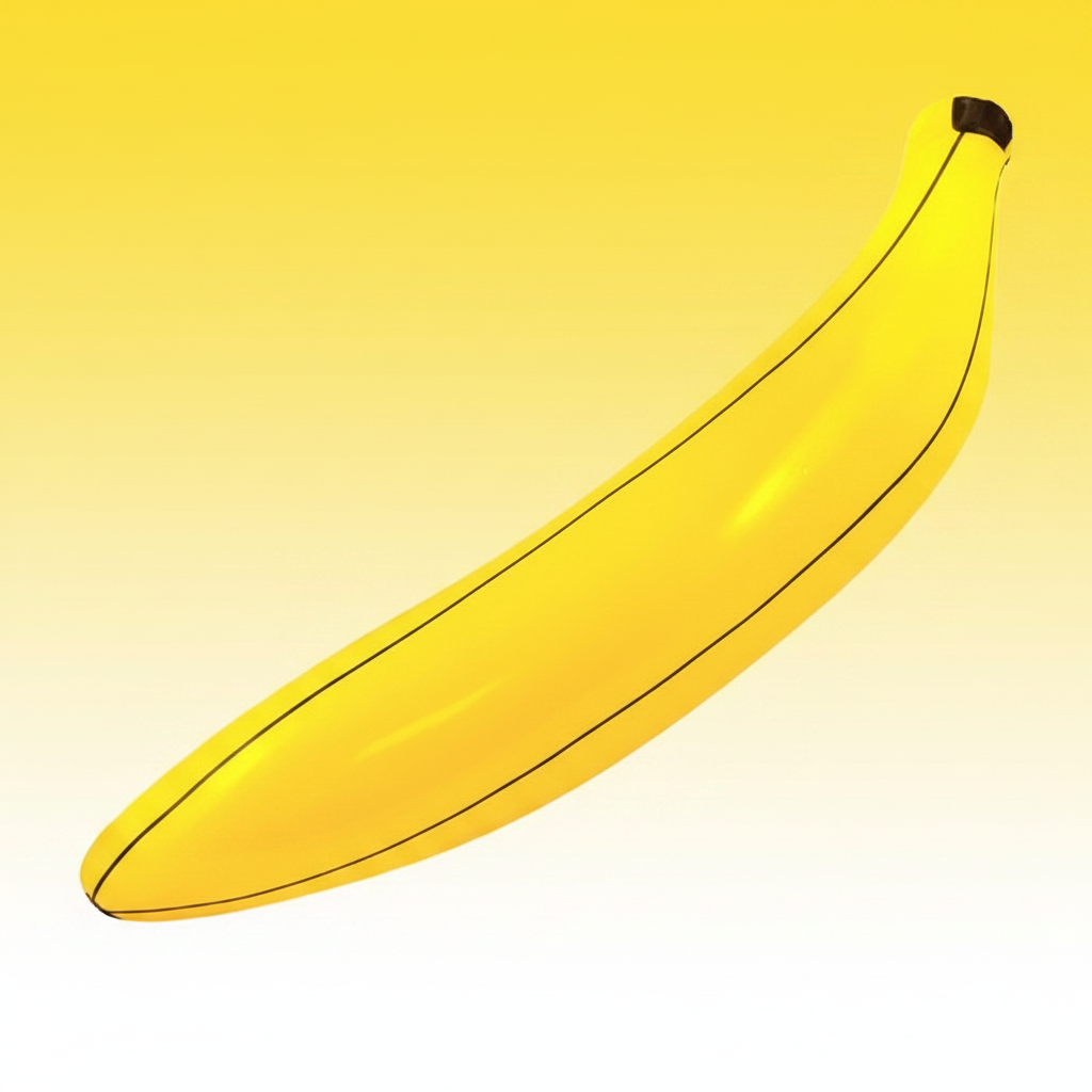 Inflatable Banana 80cm on vibrant yellow gradient studio background