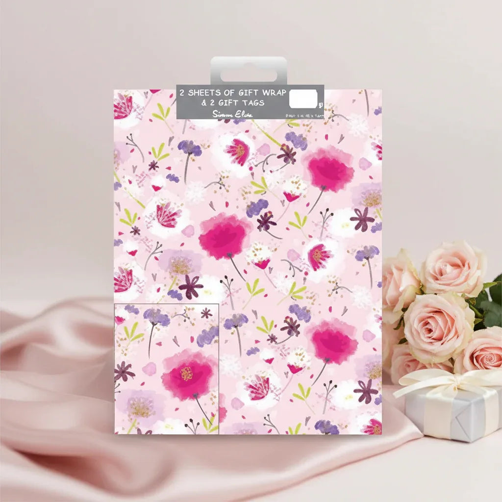 Folded Wrap & Tags Floral Pink - Why Not Shop
