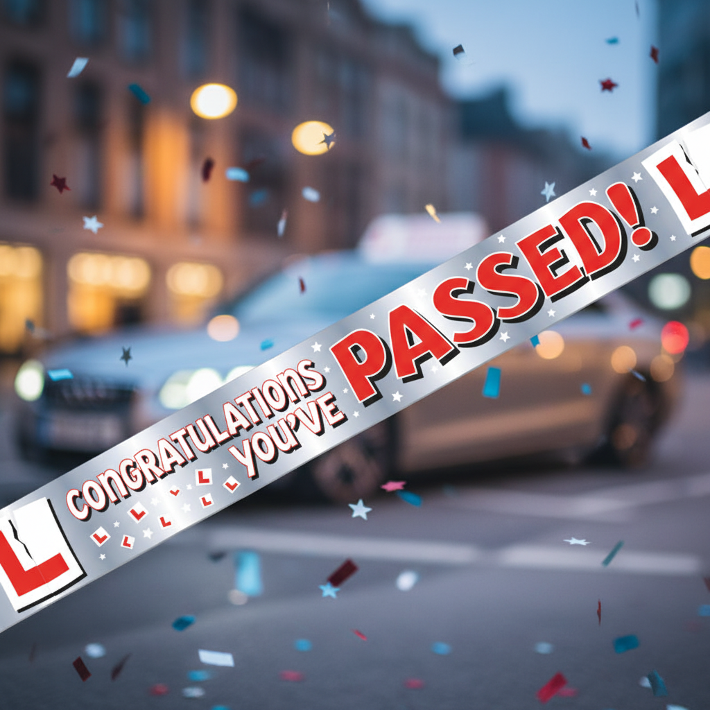 9ft Congratulations You've Passed Your Driving Test celebration banner displayed with celebratory background