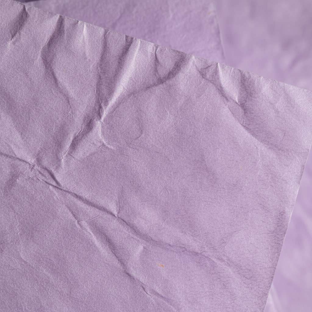 Extreme macro close-up of soft lilac tissue paper texture and delicate fibres