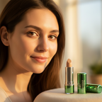 Beautiful flawless complexion result from using W7 Tea Tree Concealer Stick Light/Medium, perfectly concealed blemishes on light to medium skin tone