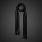 Women's bohemian metallic black long scarf with tassel fringe on dark background — Why Not Shop